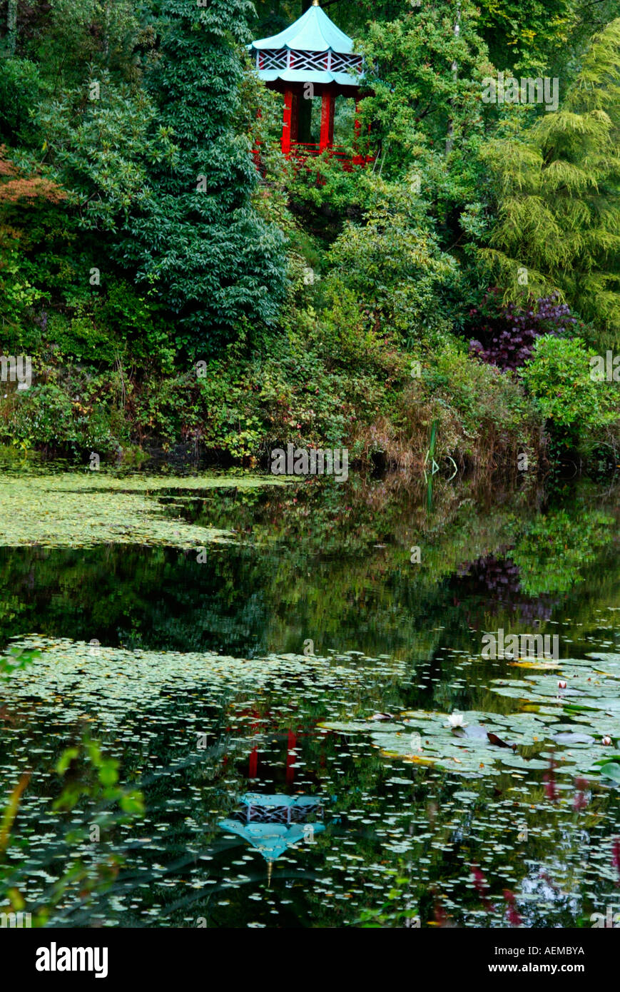 Pond Portmeirion North West Wales Foto Stock