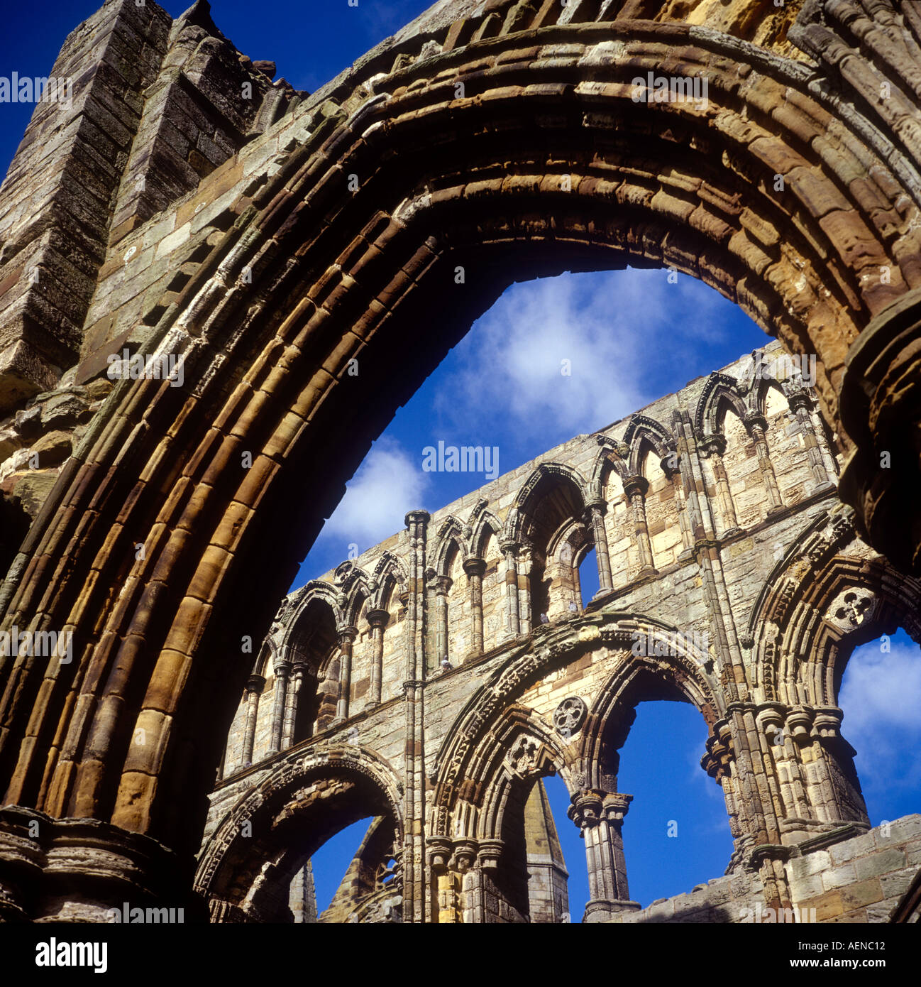 Le rovine di Whitby Abbey fondata in ANNUNCIO 657 in North Yorkshire, Inghilterra Foto Stock
