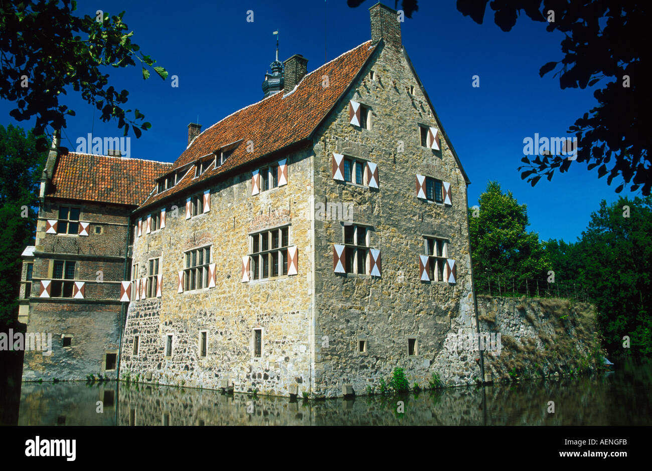 Moated il castello vischering ludinghausen della Renania settentrionale-Vestfalia Germania Europa Foto Stock