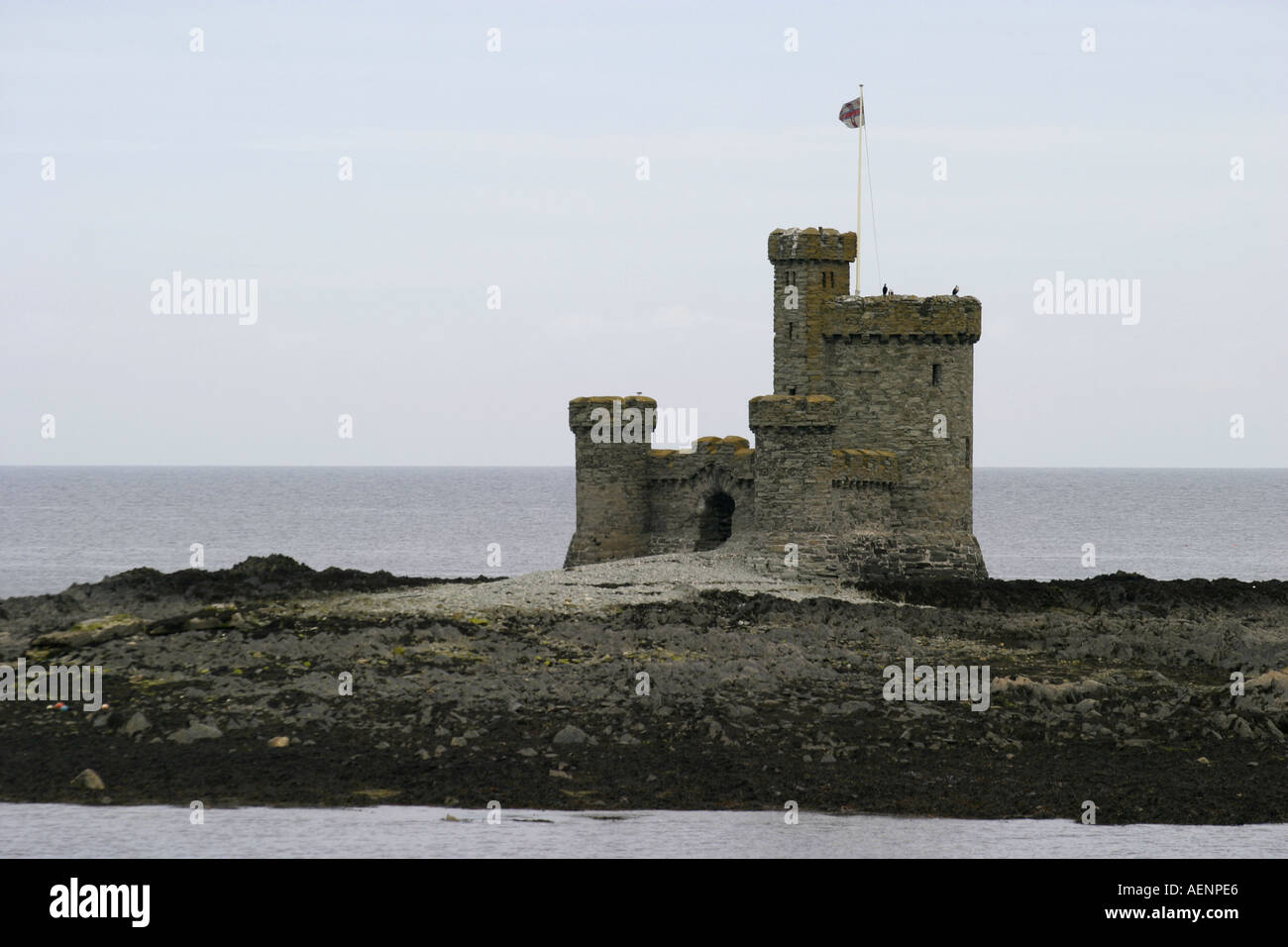 Tower of Refuge conister rocce Douglas Isle of Man IOM sir William hillary disegnato da John Welch Foto Stock