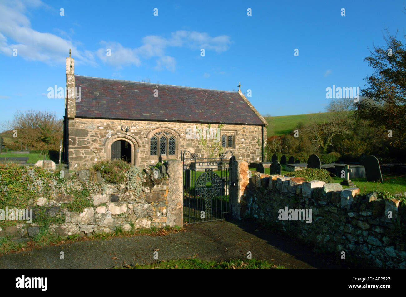 Chiesa Llangwnnadl esterno Nord Galles U K Lleyn Peninsula Foto Stock