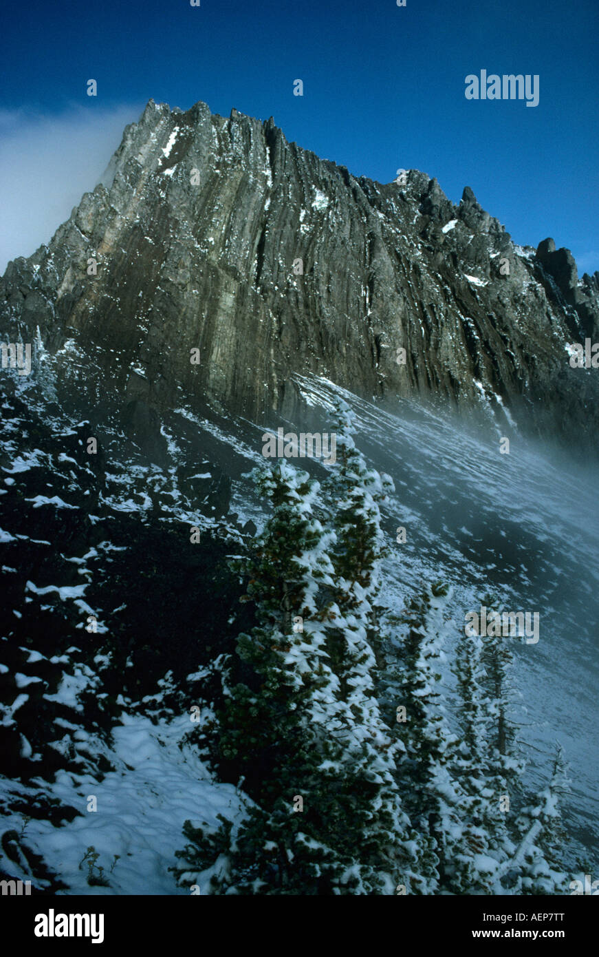 Montare Angeles, 6454 metri di altezza, l'inizio dell'inverno, il Parco Nazionale di Olympic, Washington Foto Stock