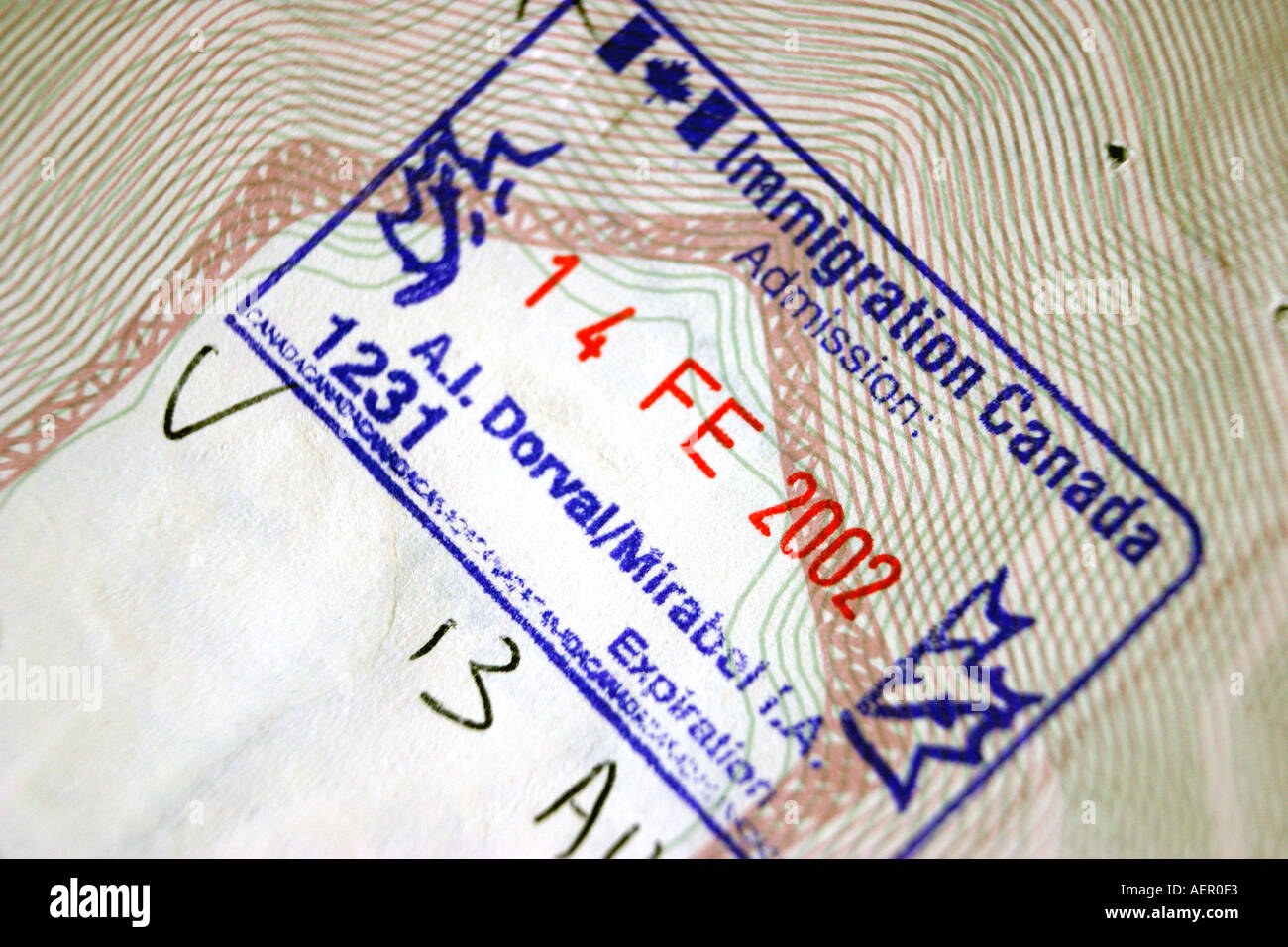 Timbri nel passaporto francese Foto Stock