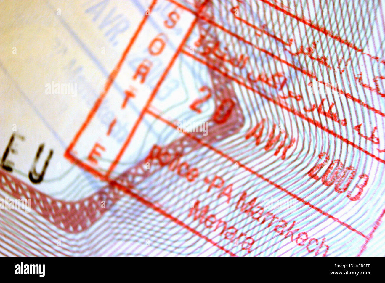 Timbri sul passaporto Foto Stock