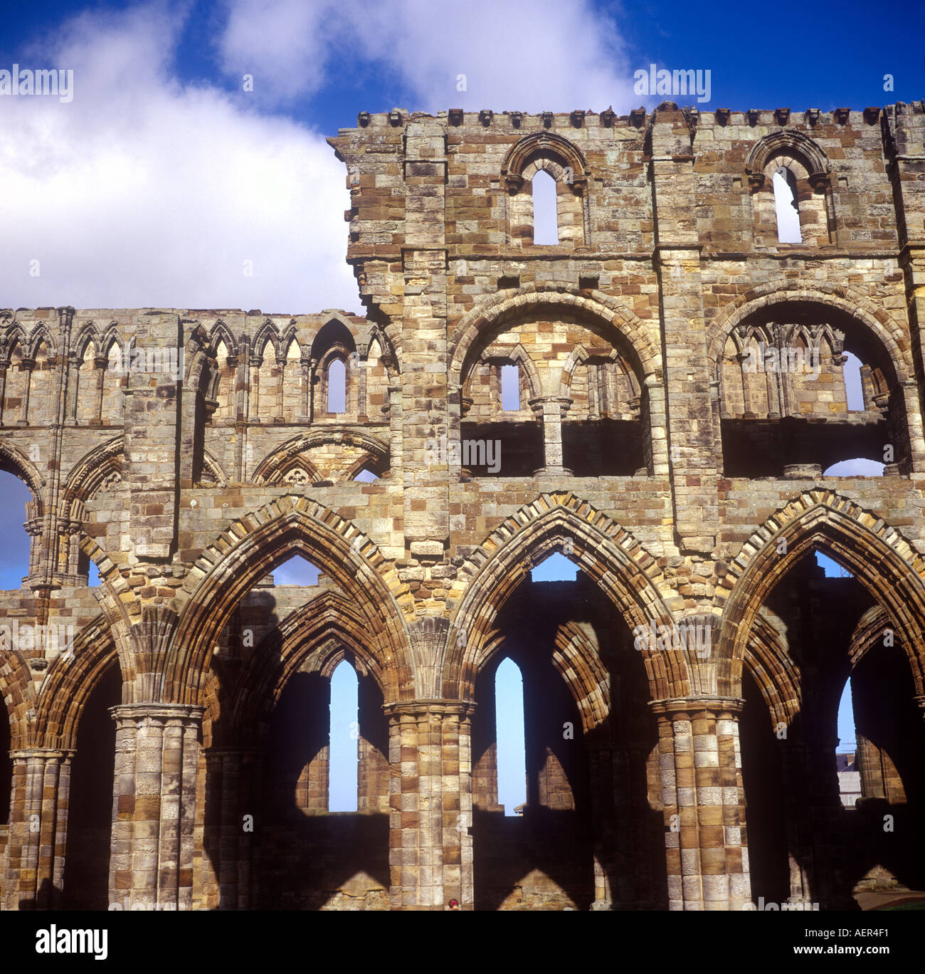 Le rovine di Whitby Abbey fondata in ANNUNCIO 657 in North Yorkshire, Inghilterra Foto Stock
