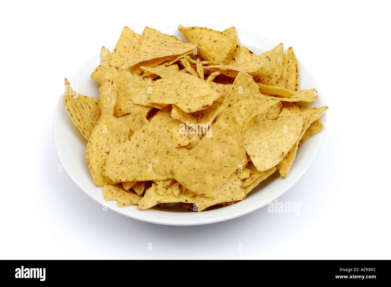 Triangolare di tortilla chips Foto Stock