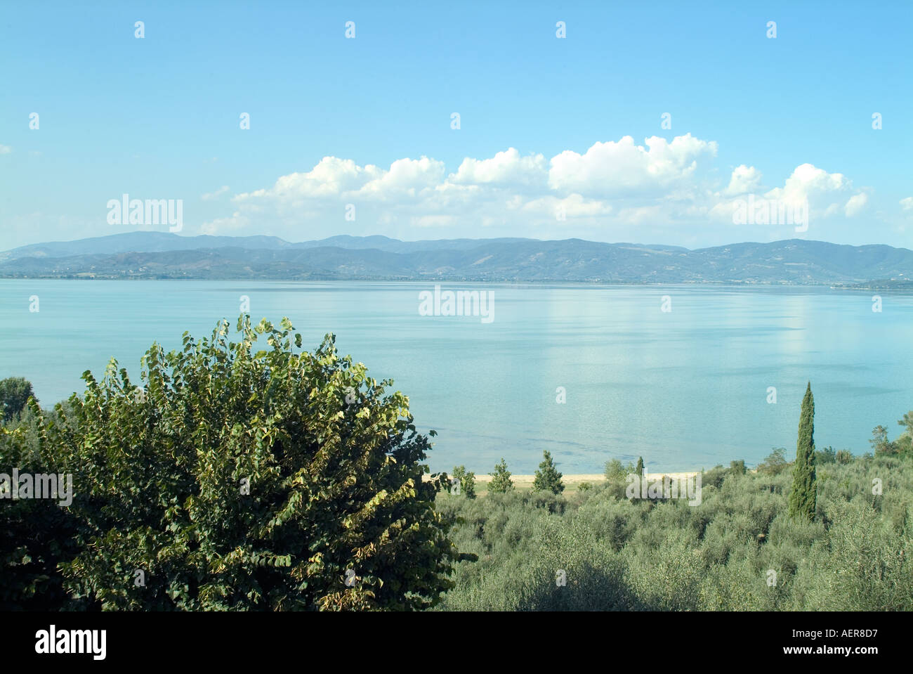 Umbria Italia vista del Lago Trasimeno da Castiglione del Lago Umbria Italia Foto Stock