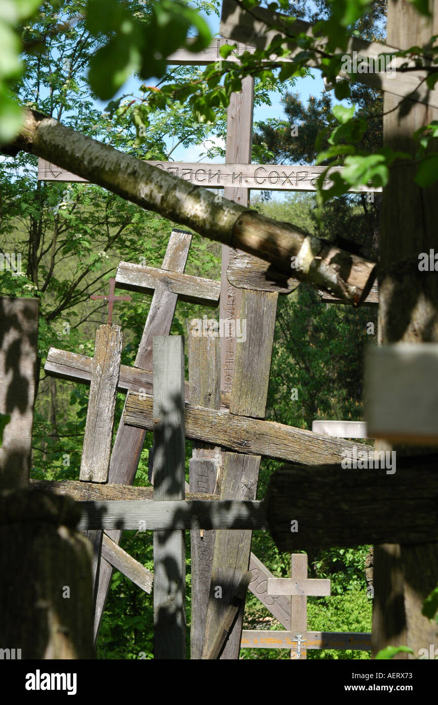 Attraversa a monte santo di Grabarka in Polonia Foto Stock