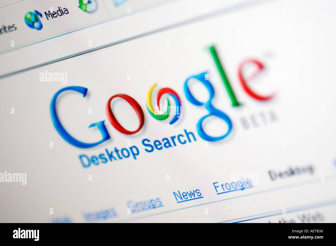 Una screen shot di Google s nuovo Desktop Search service Foto Stock