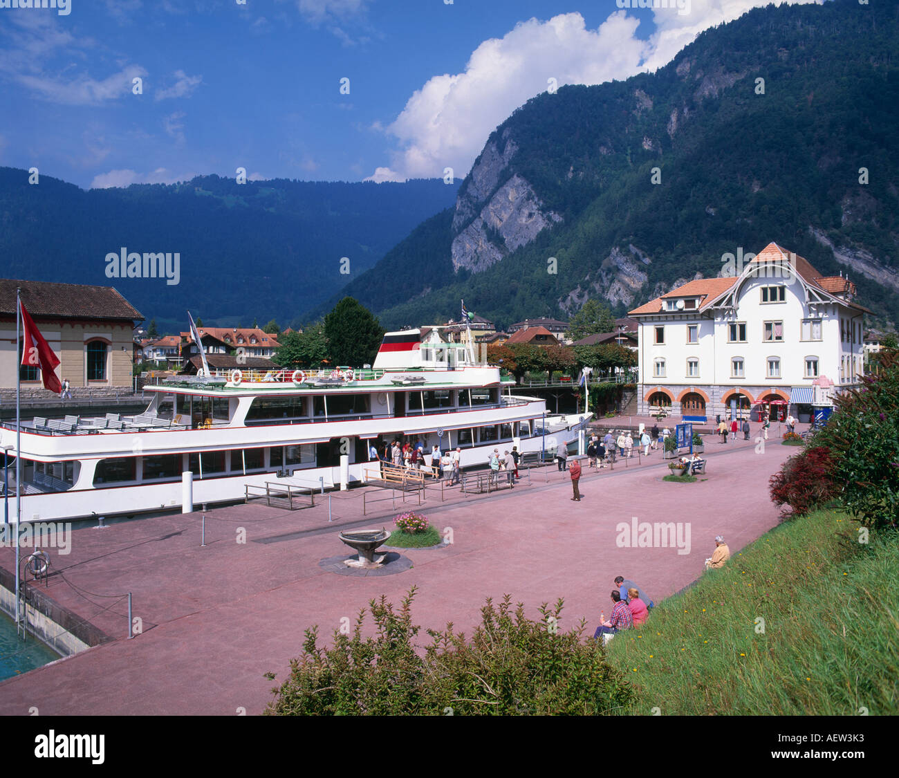 Sistema per la cottura a vapore sul lago fiume Aare Interlaken Est Canton Berna Svizzera Foto Stock