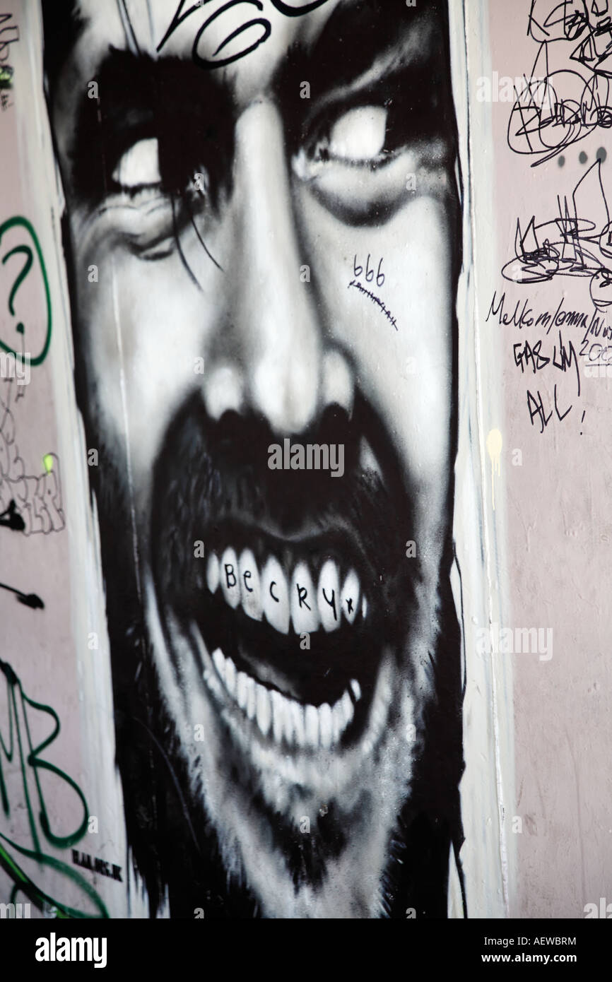 Jack Nicholson Shining Grafitti Skateboard Center South Bank di Londra UK Europa Foto Stock