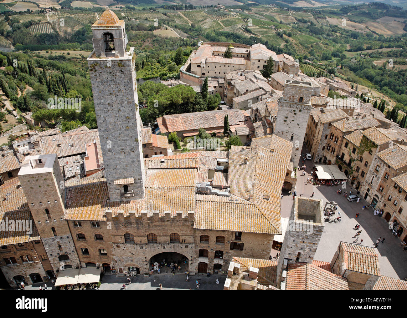 Skyline con le torri di San Gimignano Toscana Italia Europa Foto Stock