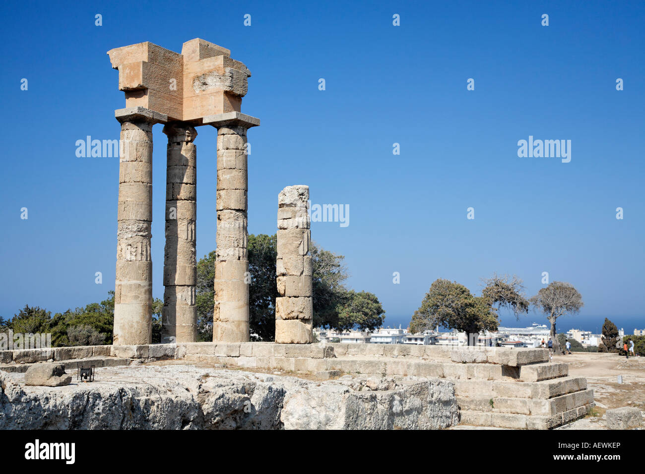 Tempio di Apollo Pythian l'acropoli di Rodi Isole Greche Grecia Hellas Foto Stock
