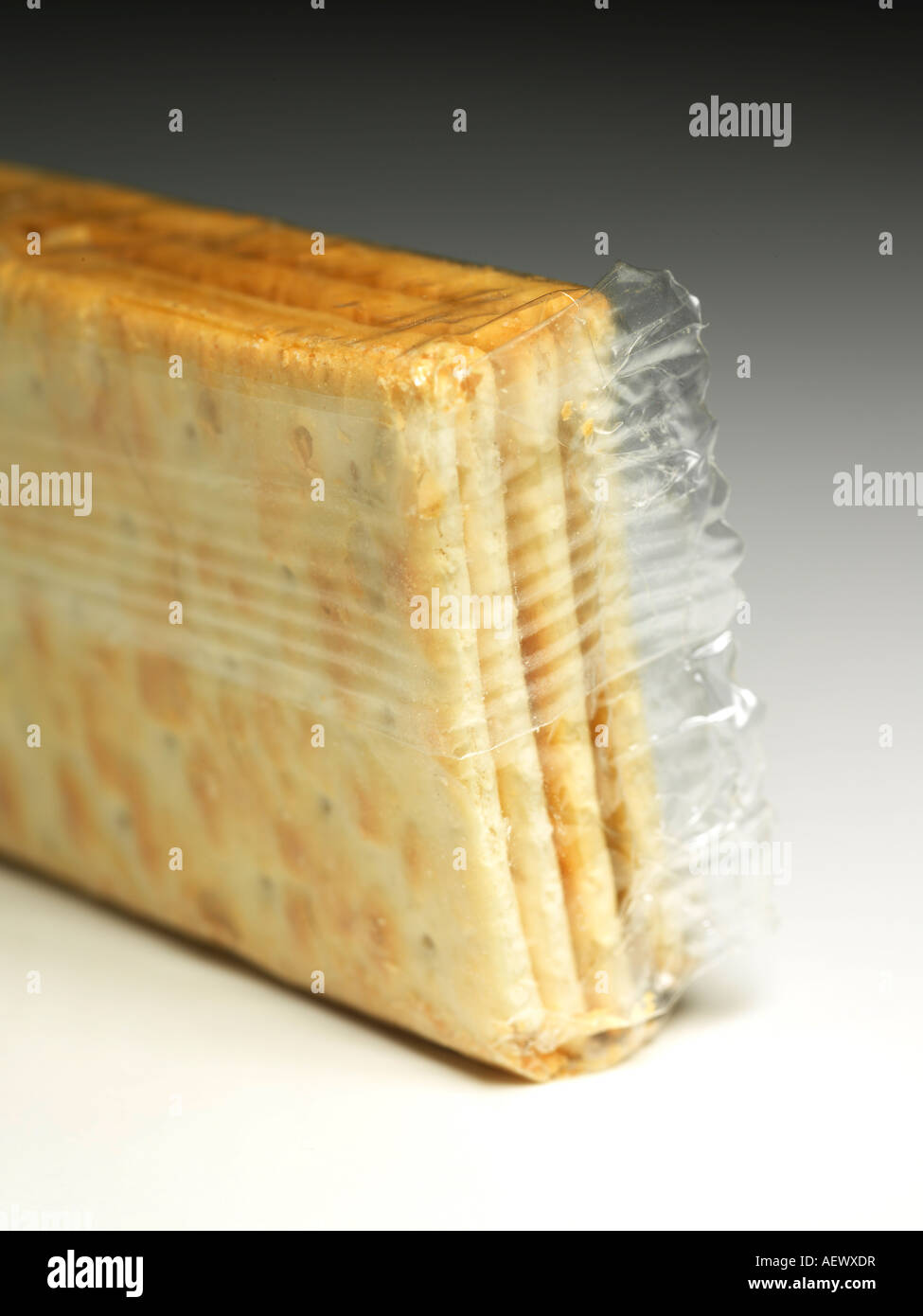 Oro pane baker bakery toast cracker prima colazione fetta di pane mangiare cibo pack pellicola di imballaggio trasparente Foto Stock