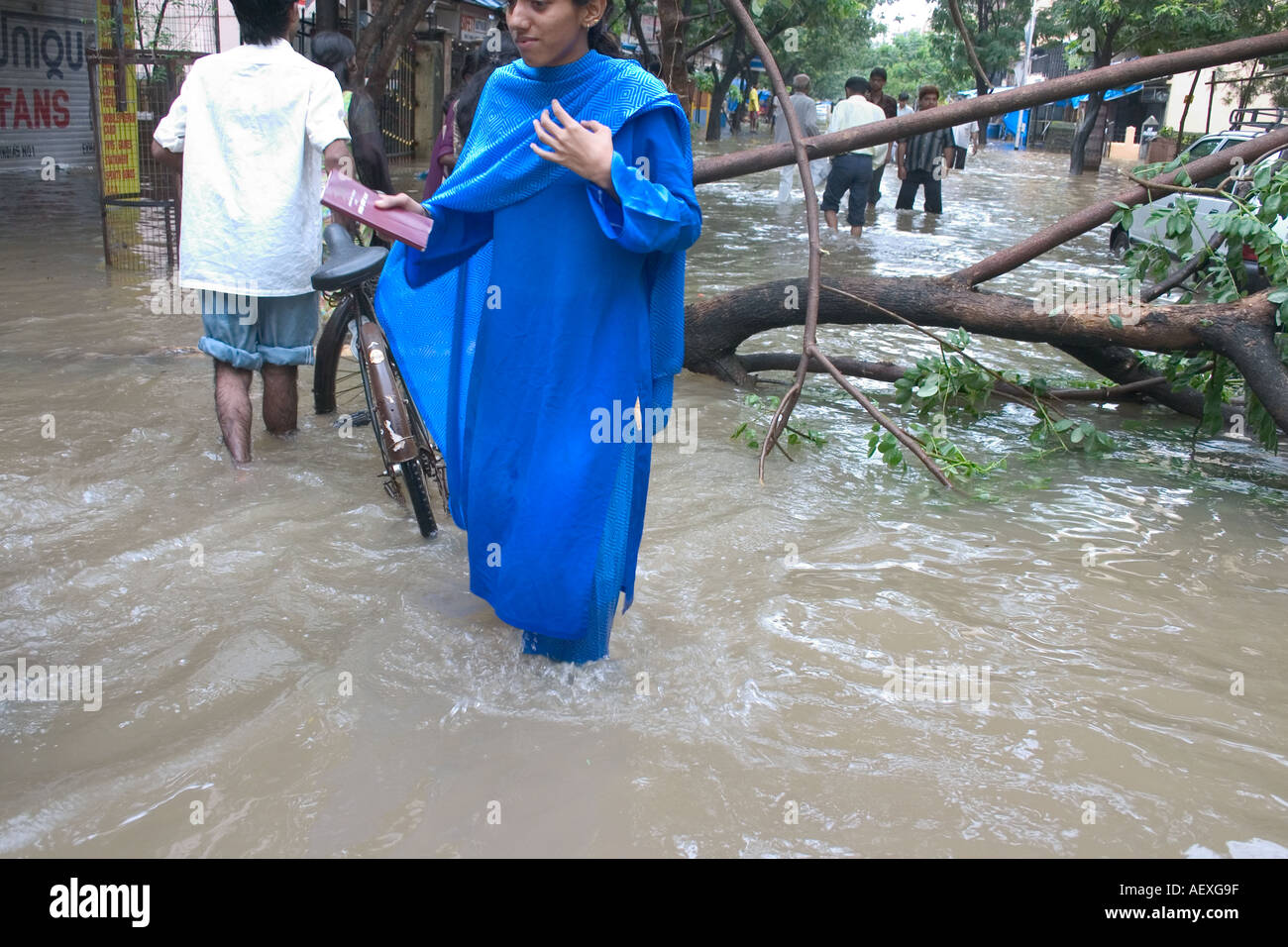 Monsoon record del mondo la pioggia a Bombay ora Mumbai India Foto Stock