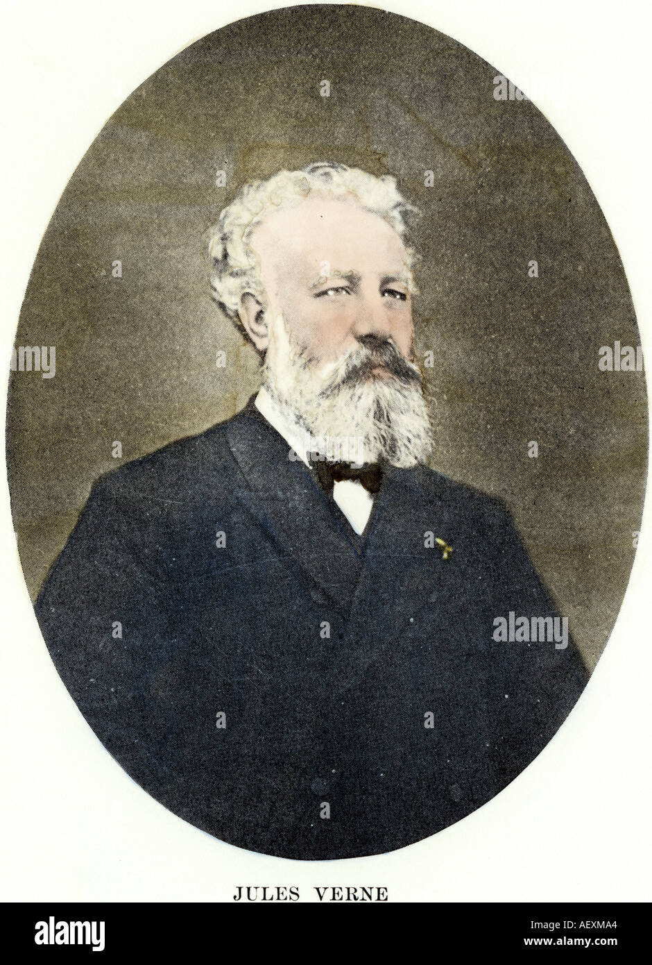 Autore Jules Verne. Colorate a mano i mezzitoni di una fotografia Foto Stock