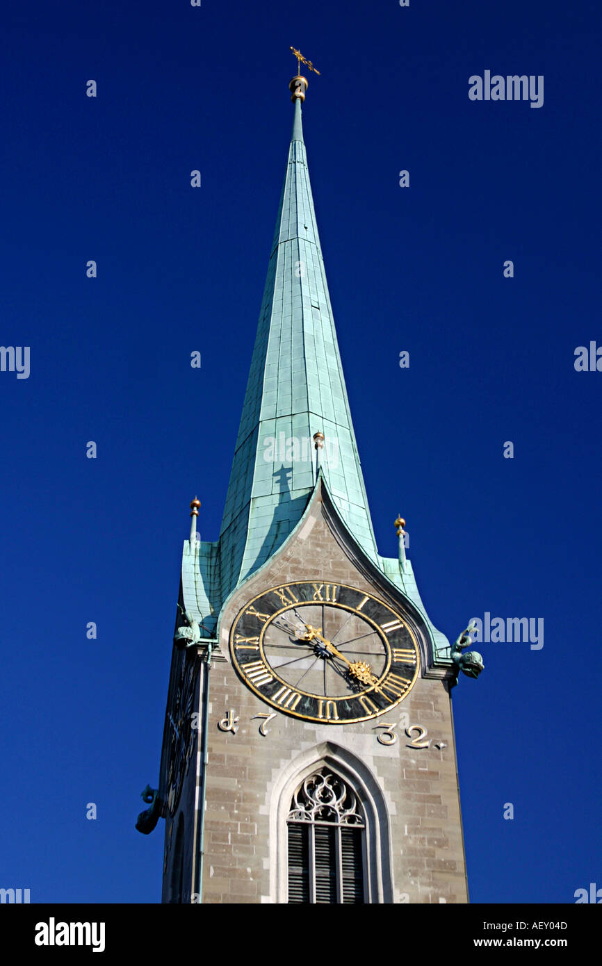 La Svizzera Zurigo chiesa fraumunster tower Foto Stock