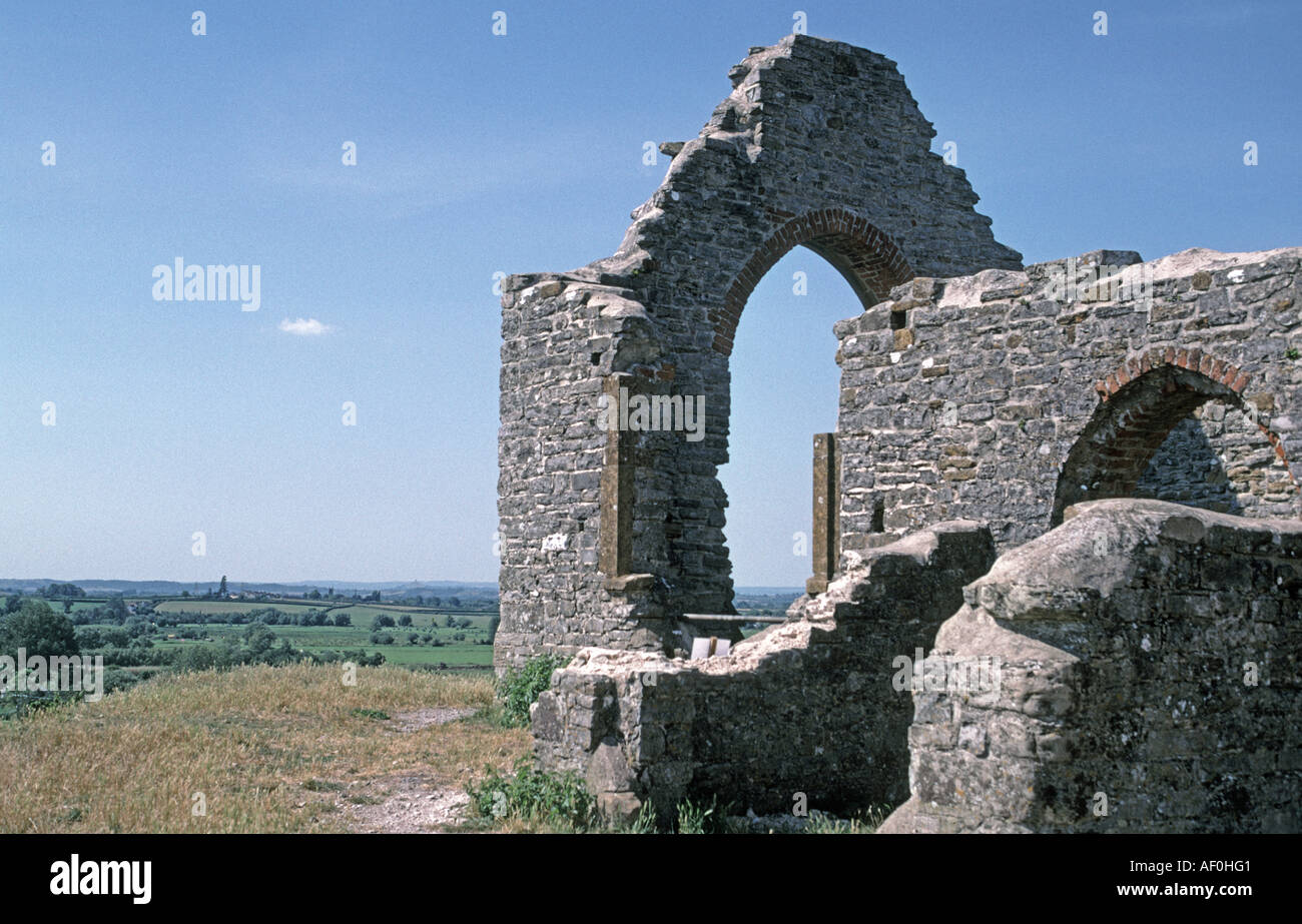 Sham Chiesa, Burrow Mump, Burrow Bridge, Somerset, Regno Unito. Foto Stock