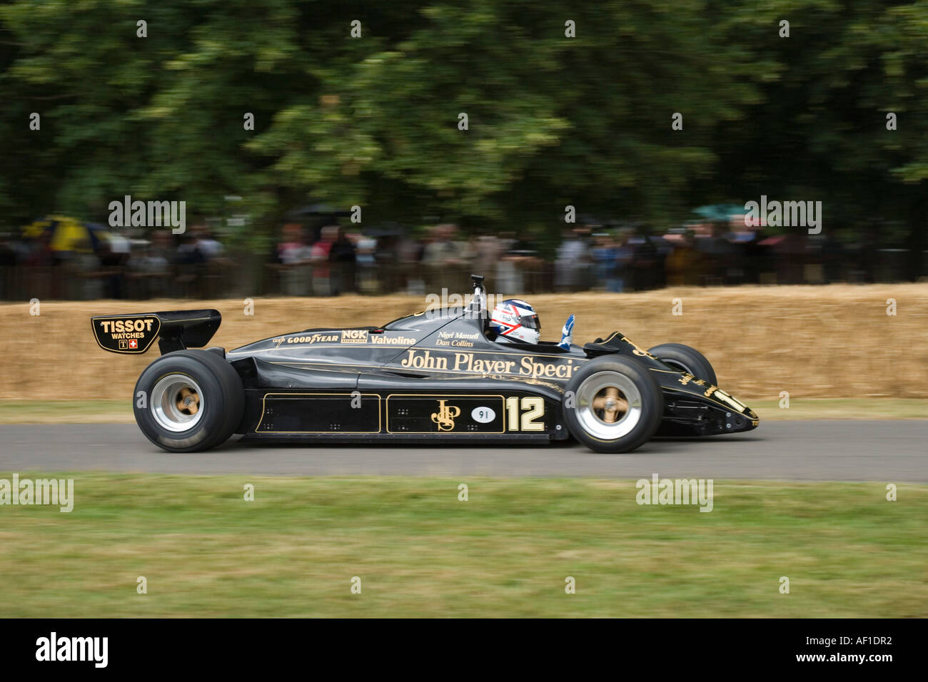 Nigel Mansell in Lotus F1 auto a Goodwood Festival della velocità Foto Stock