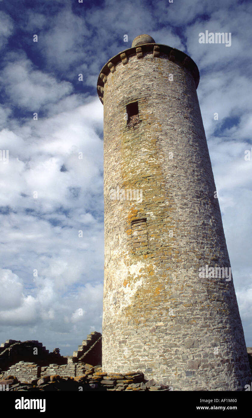 Faro sulla testa di Dennis North Ronaldsay Isole Orcadi Scozia, Regno Unito completato nel 1789 Foto Stock