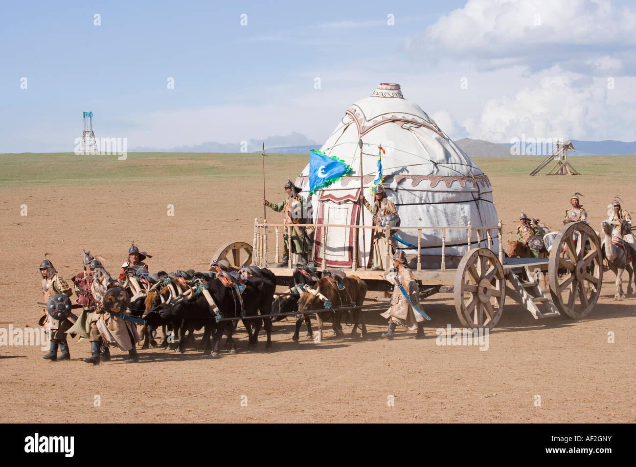 Yourt ger in movimento Gengis Khan Foto Stock