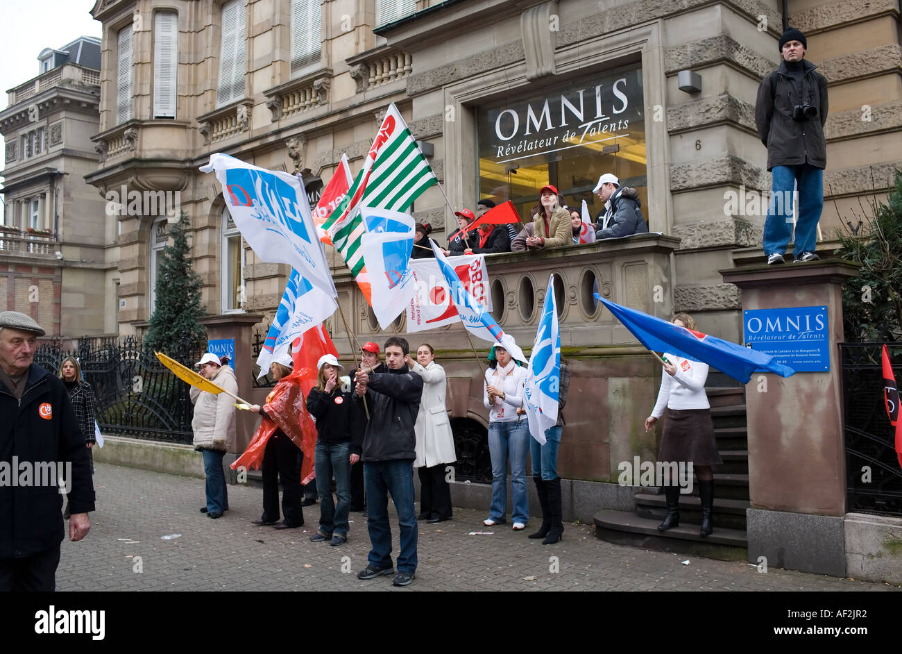 Aprile 2006 Marcia di protesta contro la Bolkestein liberalizzazione dei servizi dell'UE DELLA DIRETTIVA SUL MERCATO STRASBURGO ALSACE FRANCIA Foto Stock