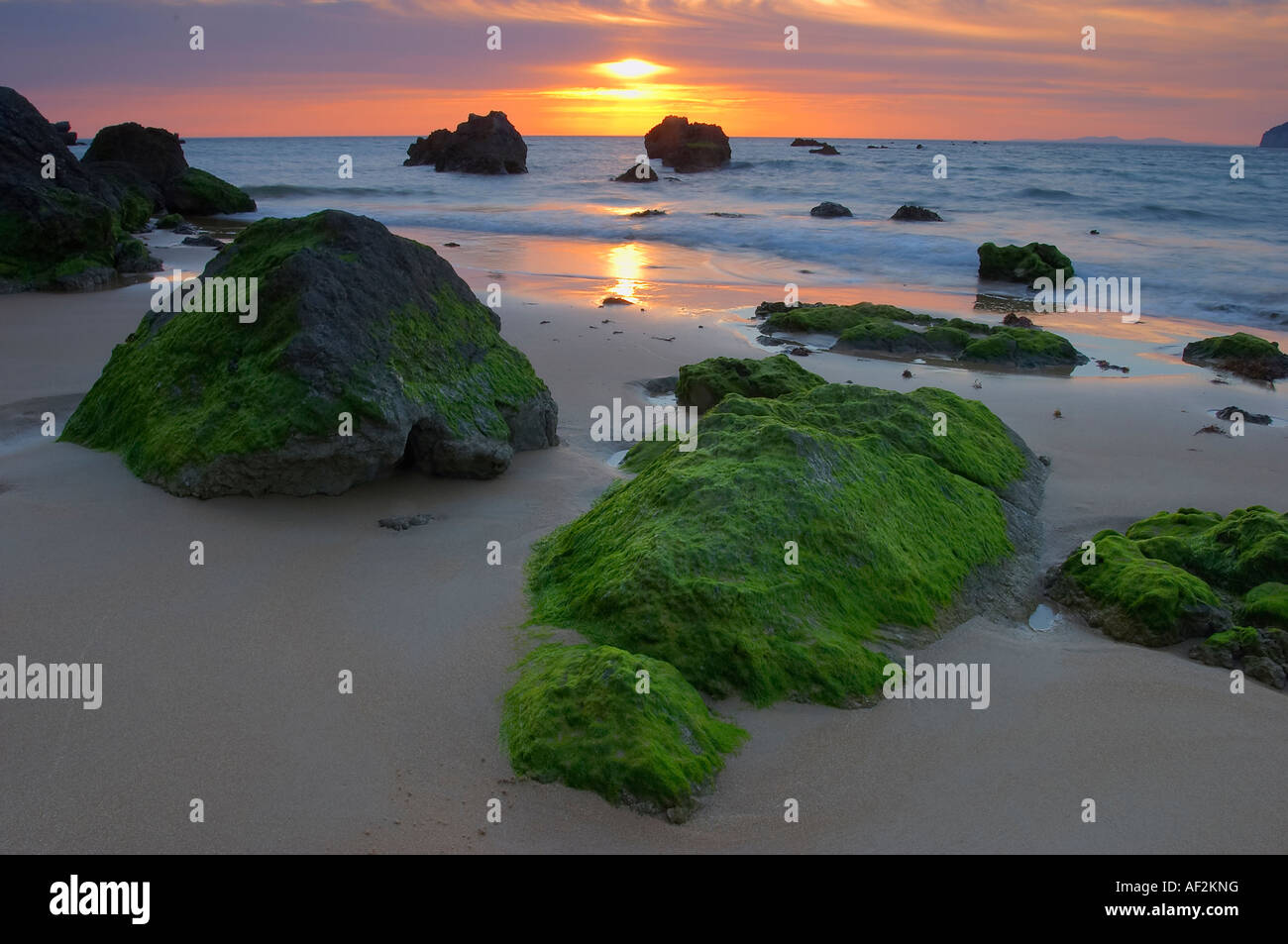 Costa al Trengandin Beach, Noja Cantabria, Spagna Costa en la playa de Tregandin, Noja Cantabria España Foto Stock