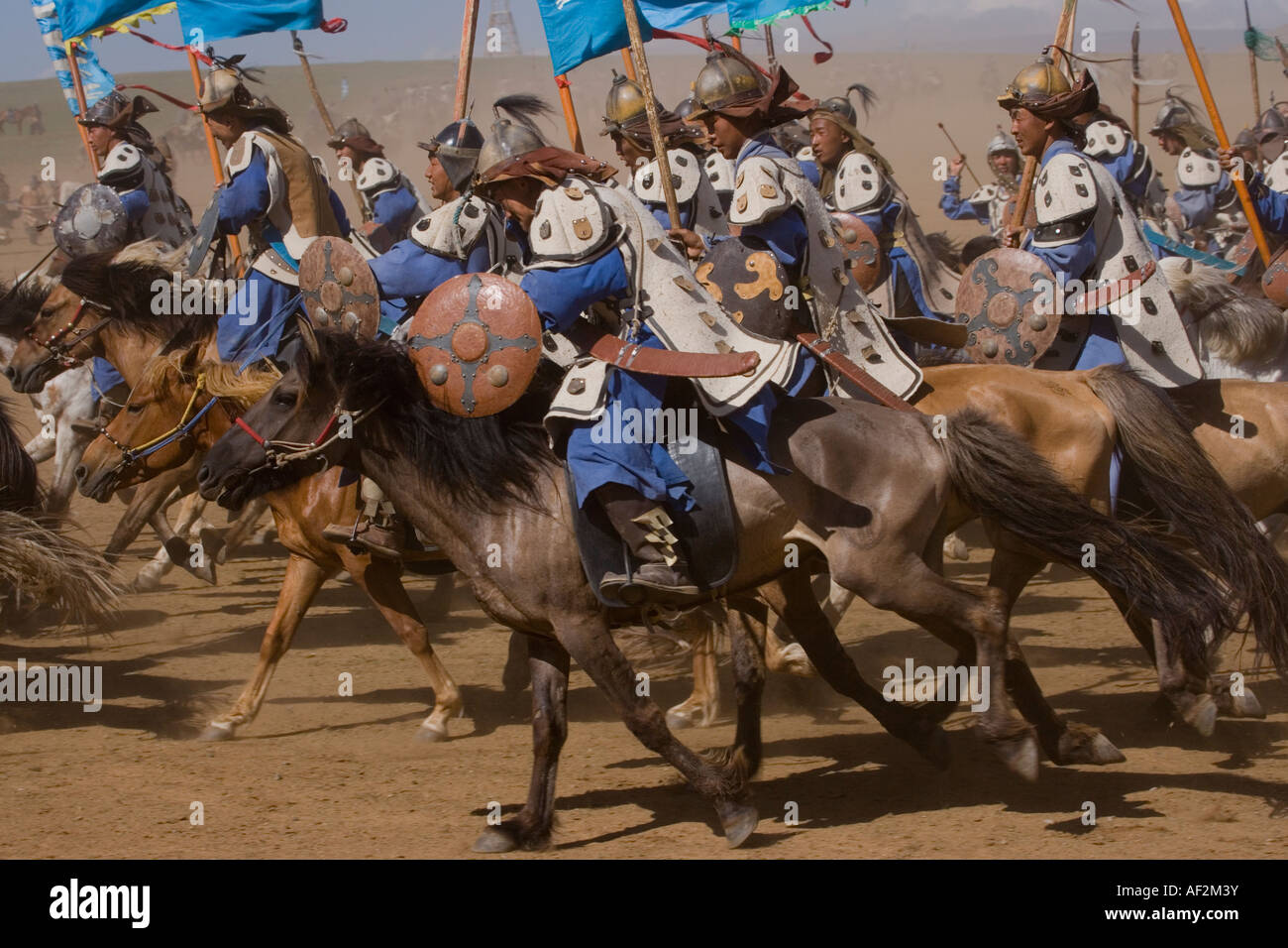 Esercito in movimento Gengis Khan mostrano orde Foto Stock