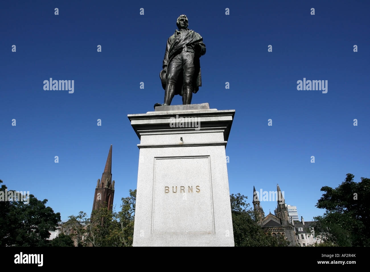 Poeta Robert Burns statua in Aberdeen unione della terrazza, Scotland, Regno Unito Foto Stock