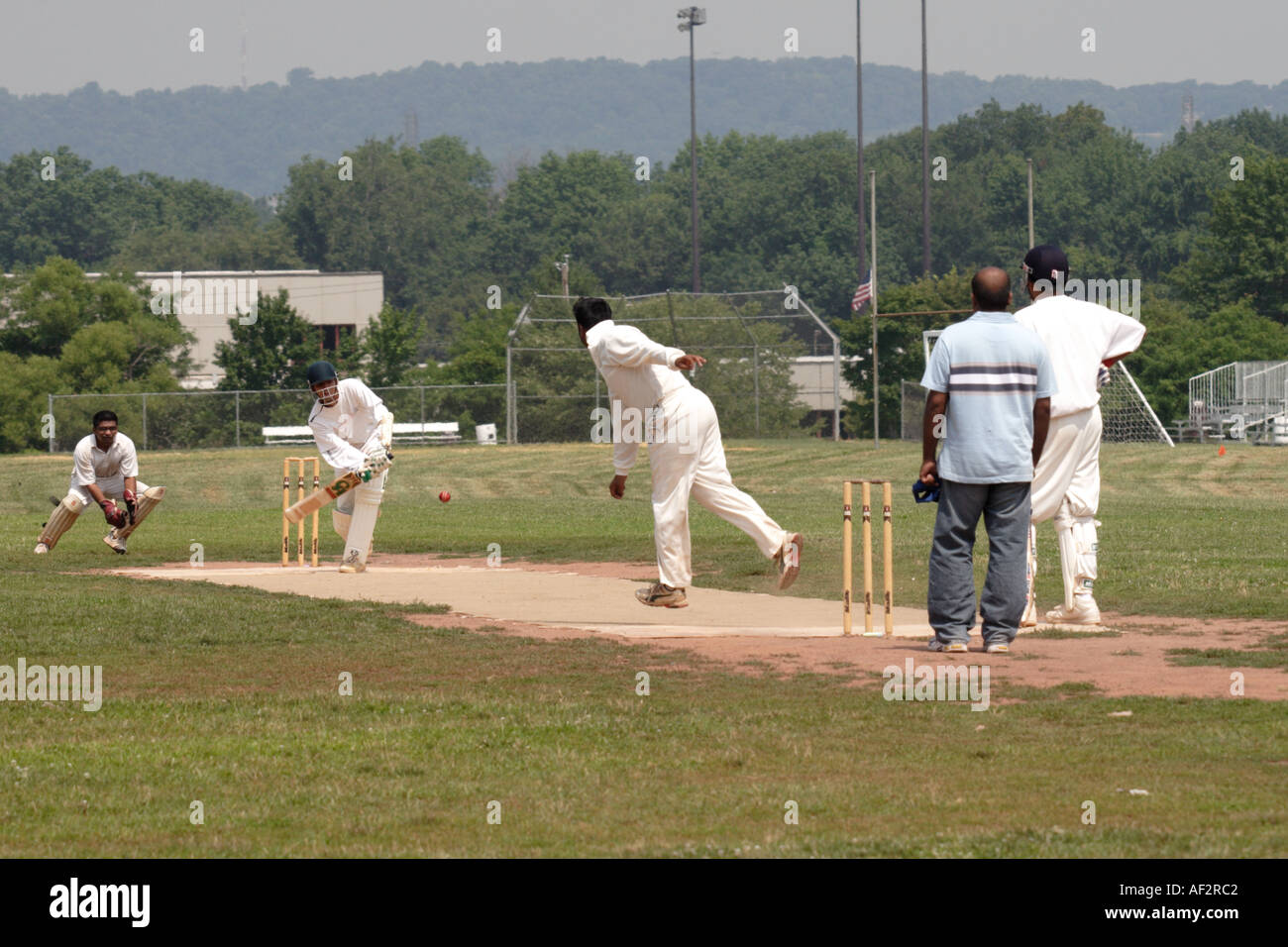 Cricket giocata nel New Jersey USA Foto Stock