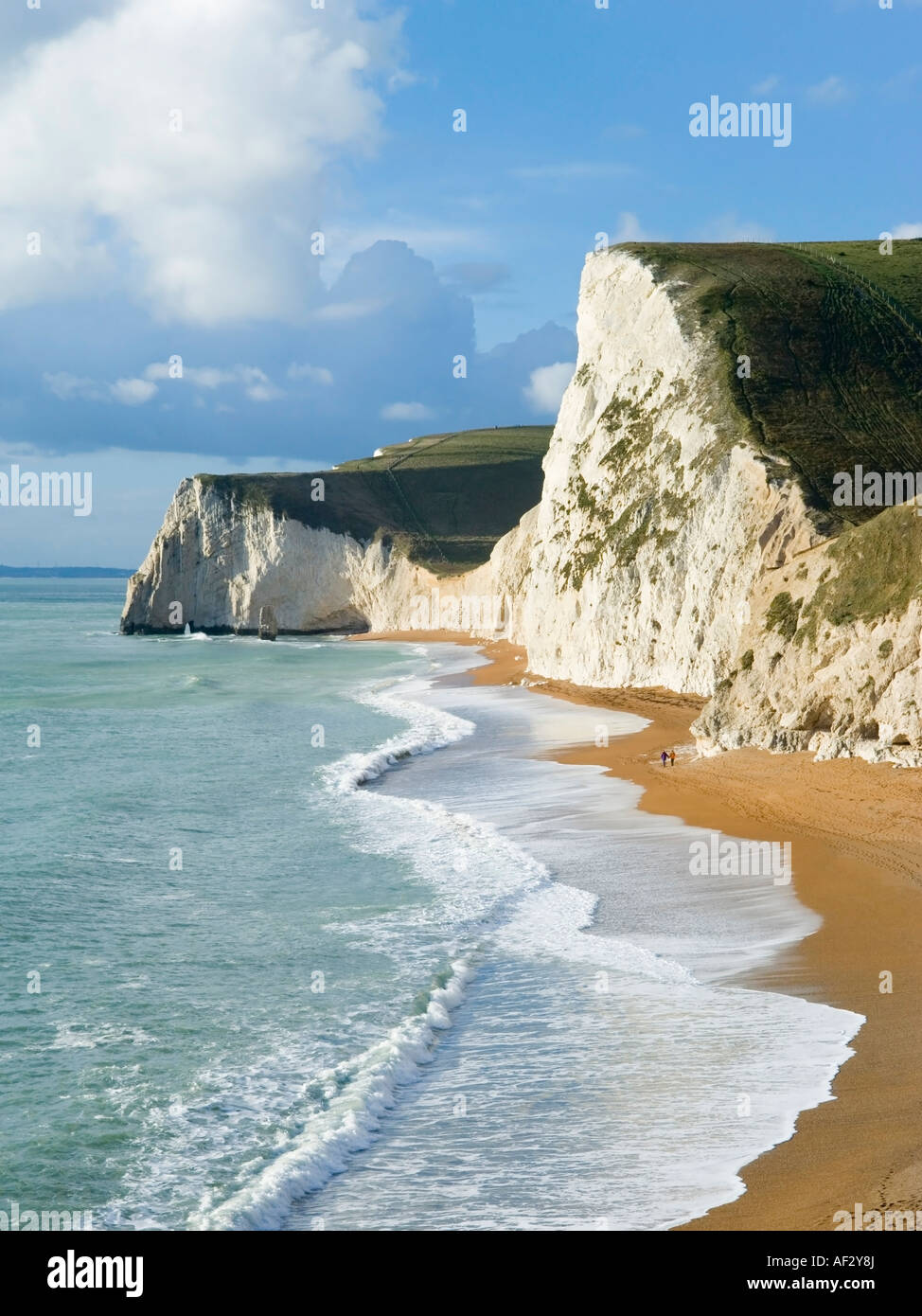 Spiaggia di ciottoli a Durdle porta con testa Swyre scogliera in mezzo Dorset England Regno Unito Foto Stock