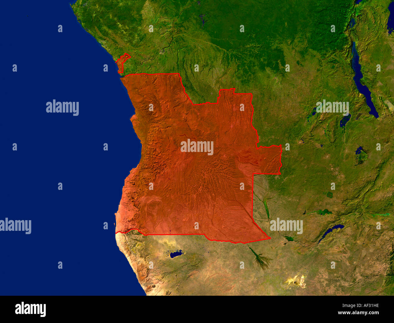 Ha evidenziato un'immagine satellitare di Angola Foto Stock
