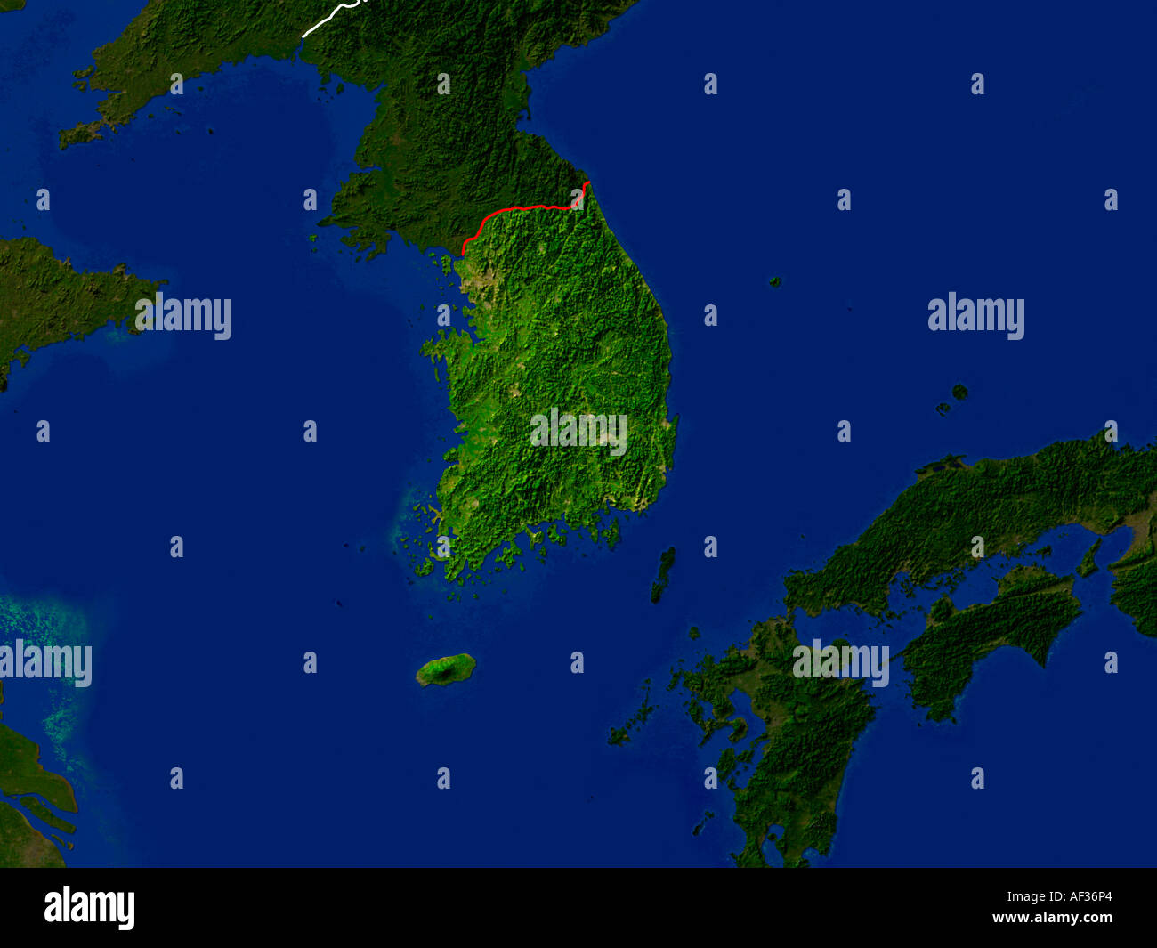 Immagine satellitare della Corea del Sud Foto Stock