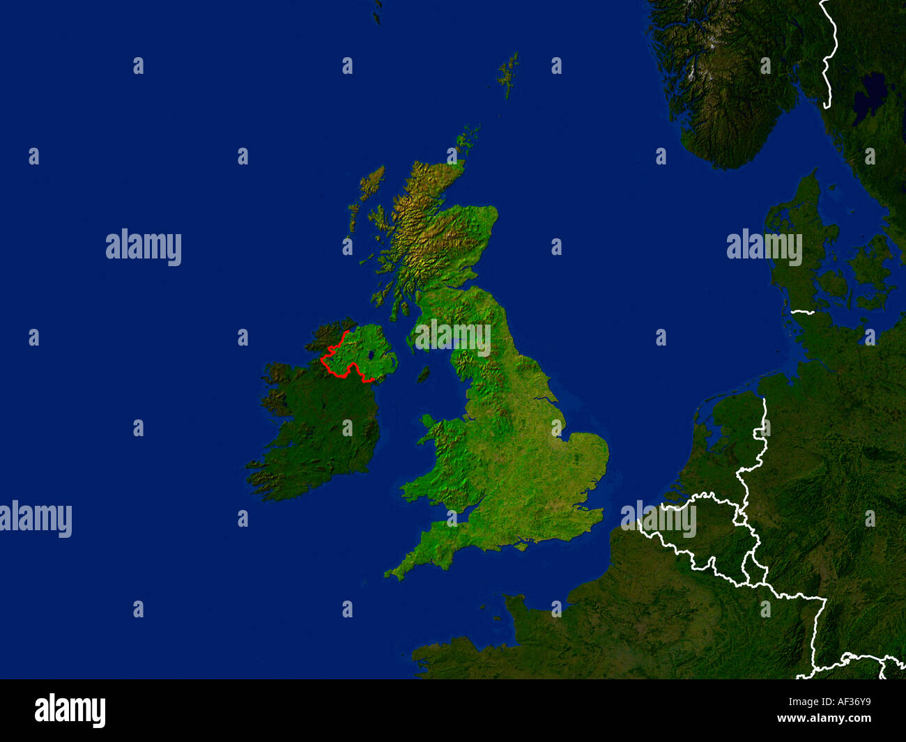Immagine satellitare del Regno Unito ha evidenziato Foto Stock