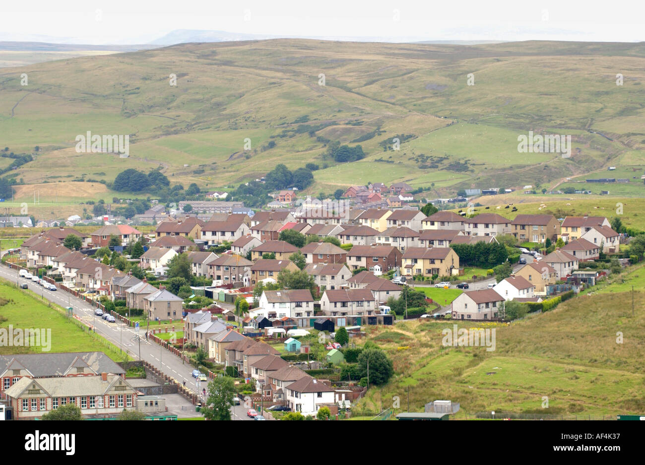 Vista sul telecomando ex miniere di carbone della Comunità Fochriw Mid Glamorgan Wales UK Foto Stock