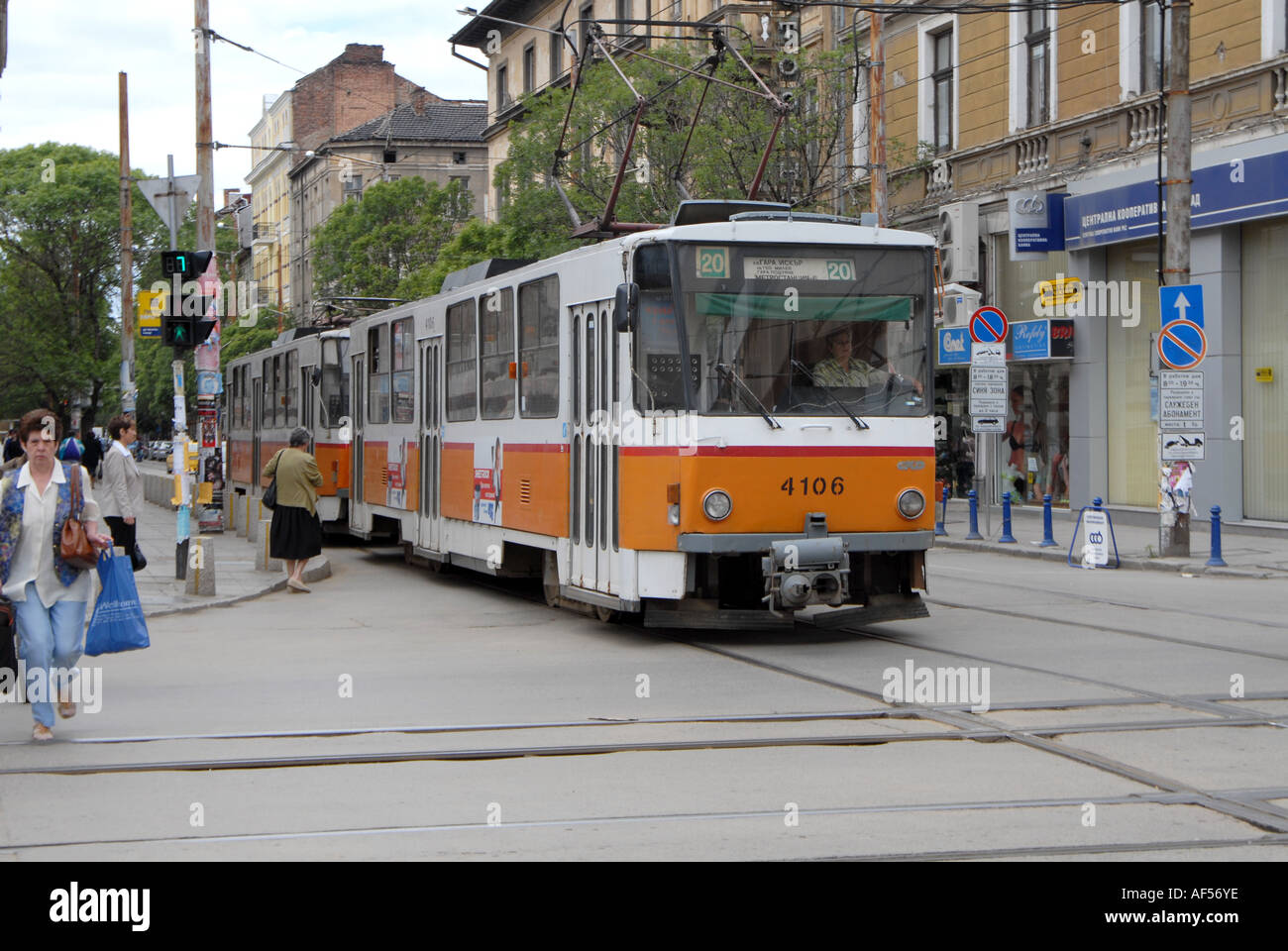 Il tram a Sofia, Bulgaria Foto Stock