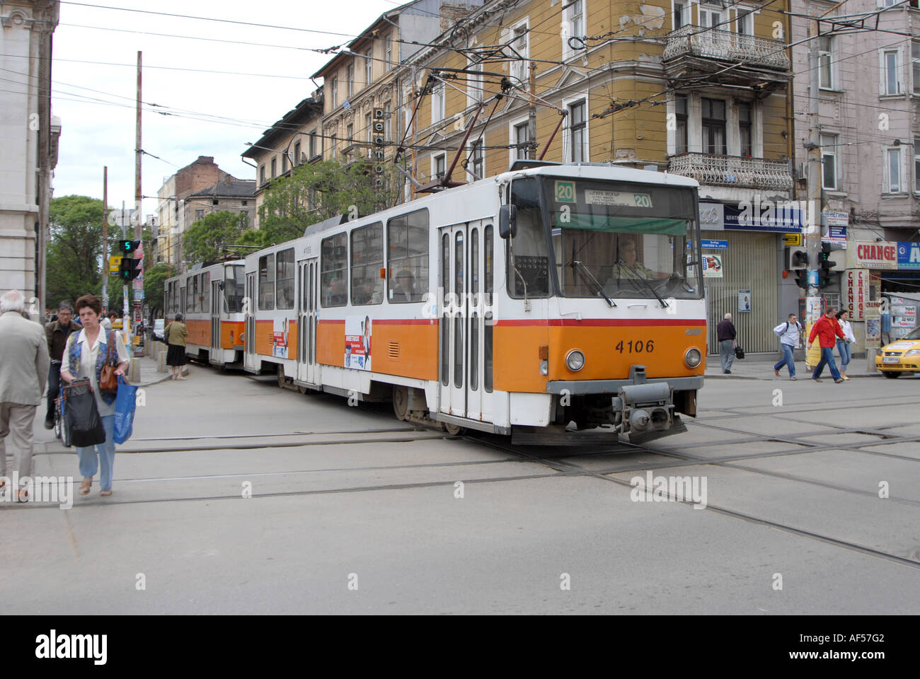 Il tram a Sofia, Bulgaria Foto Stock