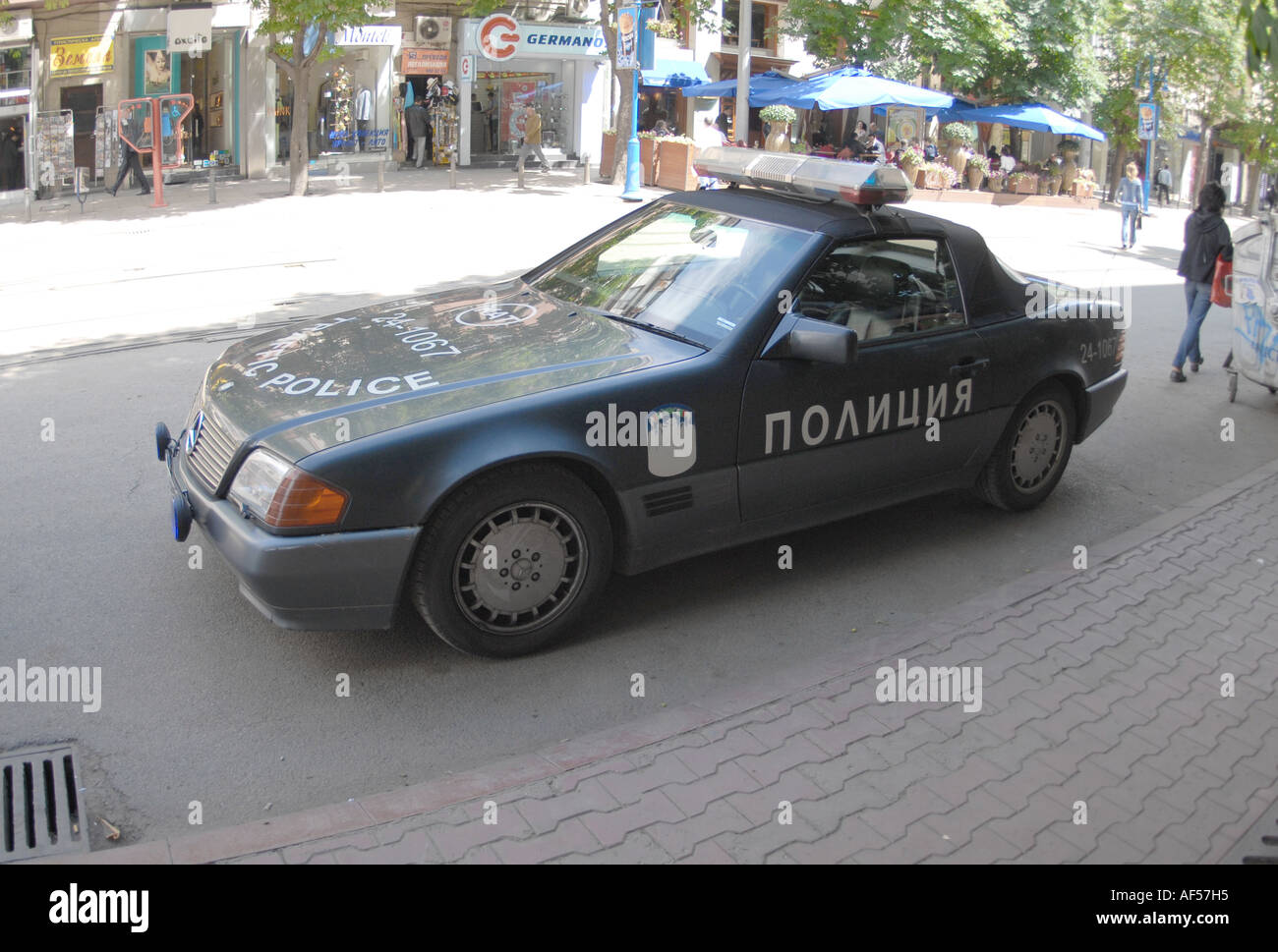 La polizia bulgara auto Mercedes SL R129 forma Foto Stock