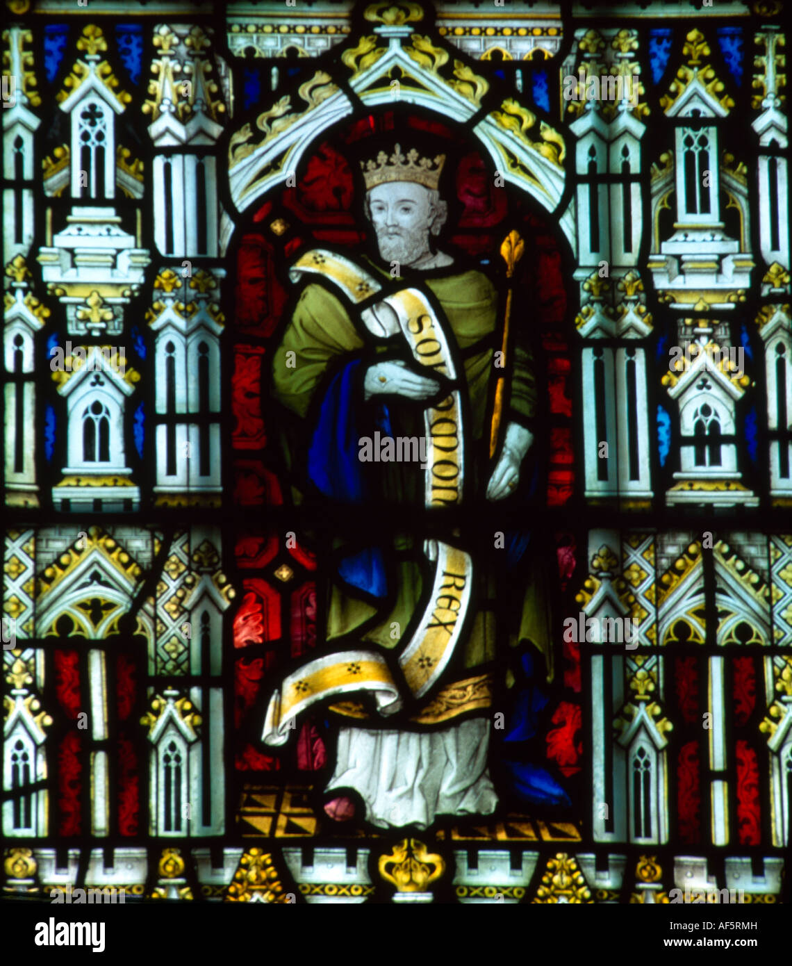 Il re Salomone Sacri Cuori chiesa gesuita di Wimbledon (cattolica) vetro macchiato Foto Stock