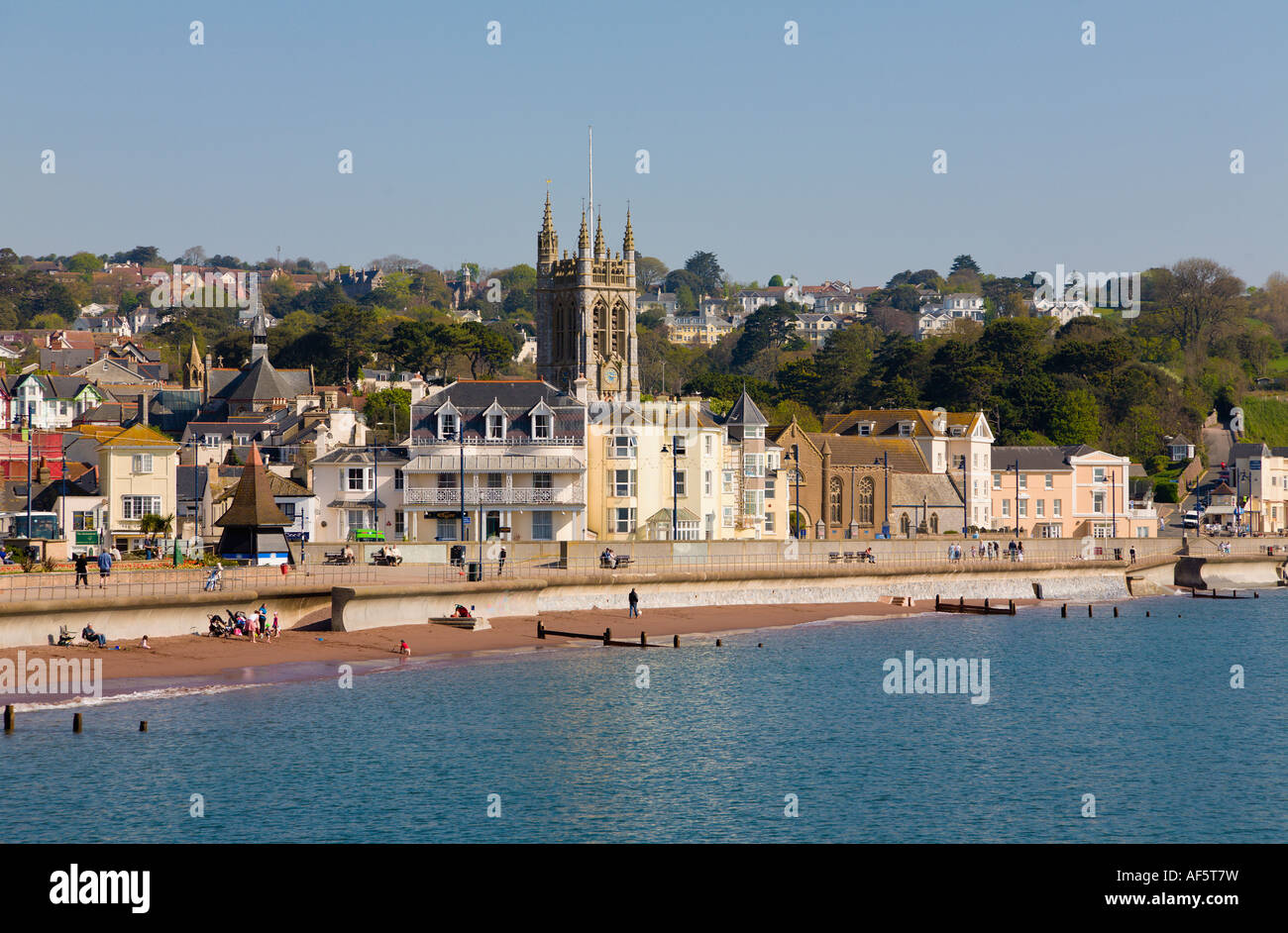 La città e la spiaggia Teignmouth Devon England Foto Stock