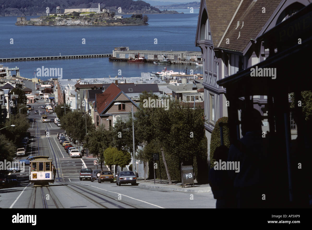 Strade ripide funivia alcatraz san francisaco Foto Stock