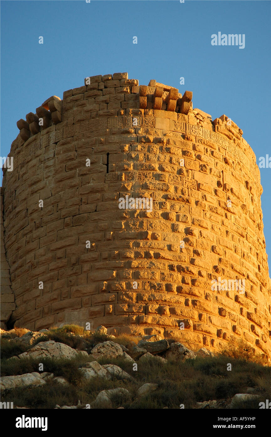 Shobak crociati castle dungeon con iscrizioni in arabo Foto Stock