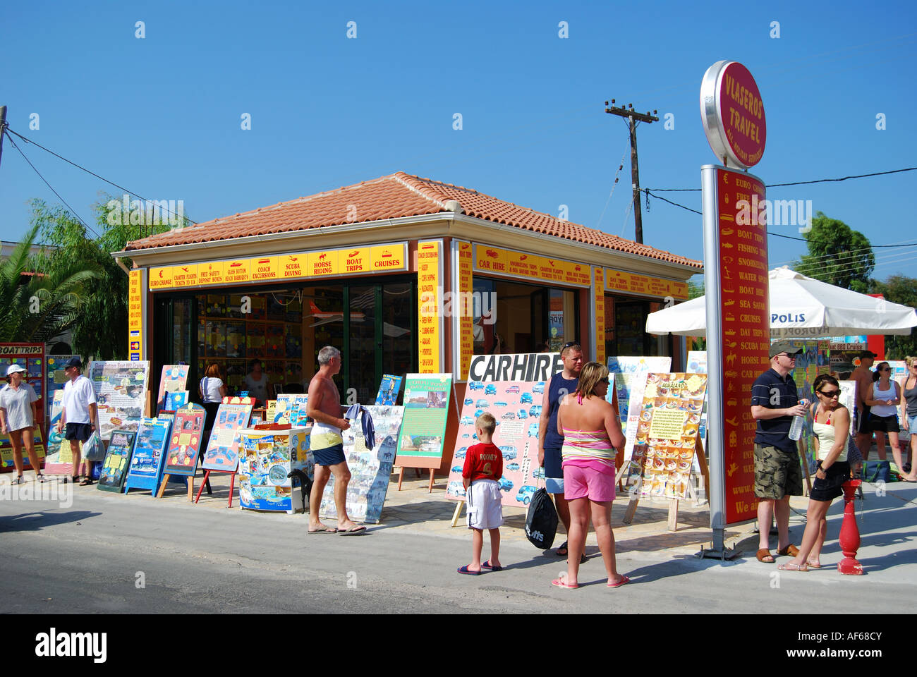 Viaggi e agenti di escursione, Sidari, Corfu, Isole Ionie, Grecia Foto Stock