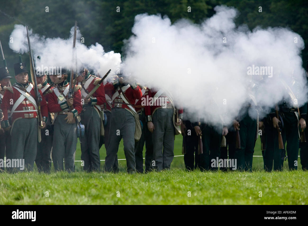 Età napoleonica truppe reggimento britannico della linea 1815 reanactment Battle Regno Unito 2007 Foto Stock