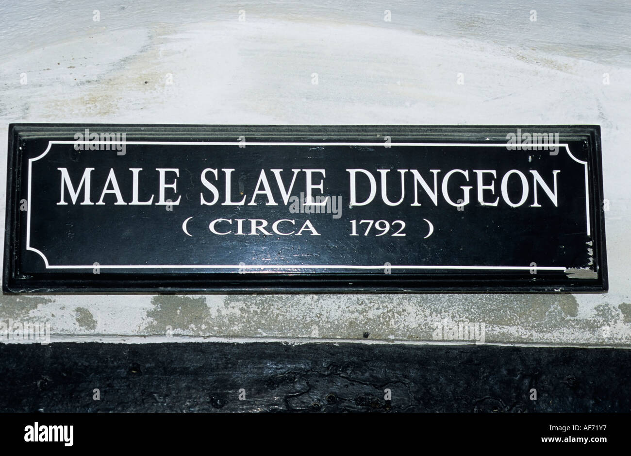 Slave maschio Dungeon, Cape Coast Castle, Ghana Foto Stock