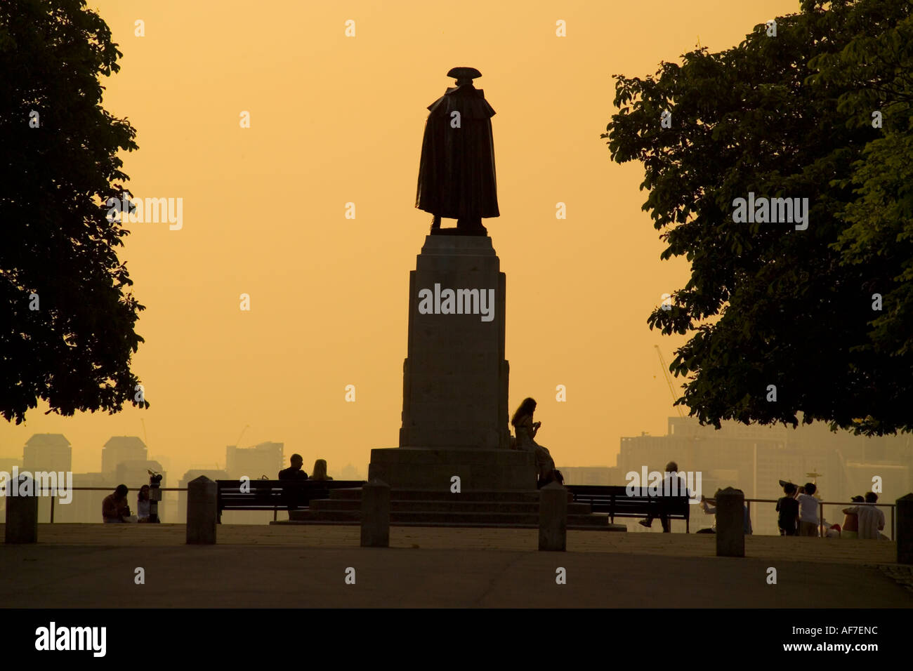 Statua al General Wolfe Greenwich Park al tramonto Foto Stock