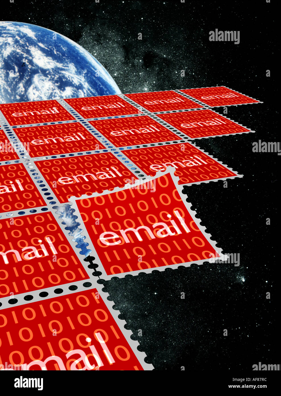 Timbro posta elettronica : un FileSpec Creative immagine High-Tech Copyright Lesley Sandles tec2658 Rosso Timbro posta elettronica collegamento di messa a terra Foto Stock