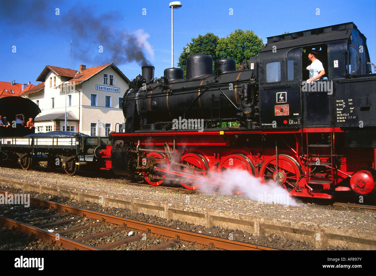 Museo delle ferrovie, Ebermannstadt stazione, Svizzera della Franconia, Franconia, Baviera, Germania Foto Stock
