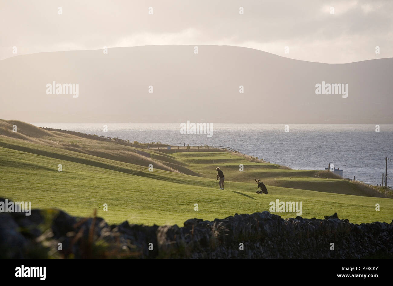 Campo da golf vicino a Waterville, Ring of Kerry, Irlanda, Europa Foto Stock