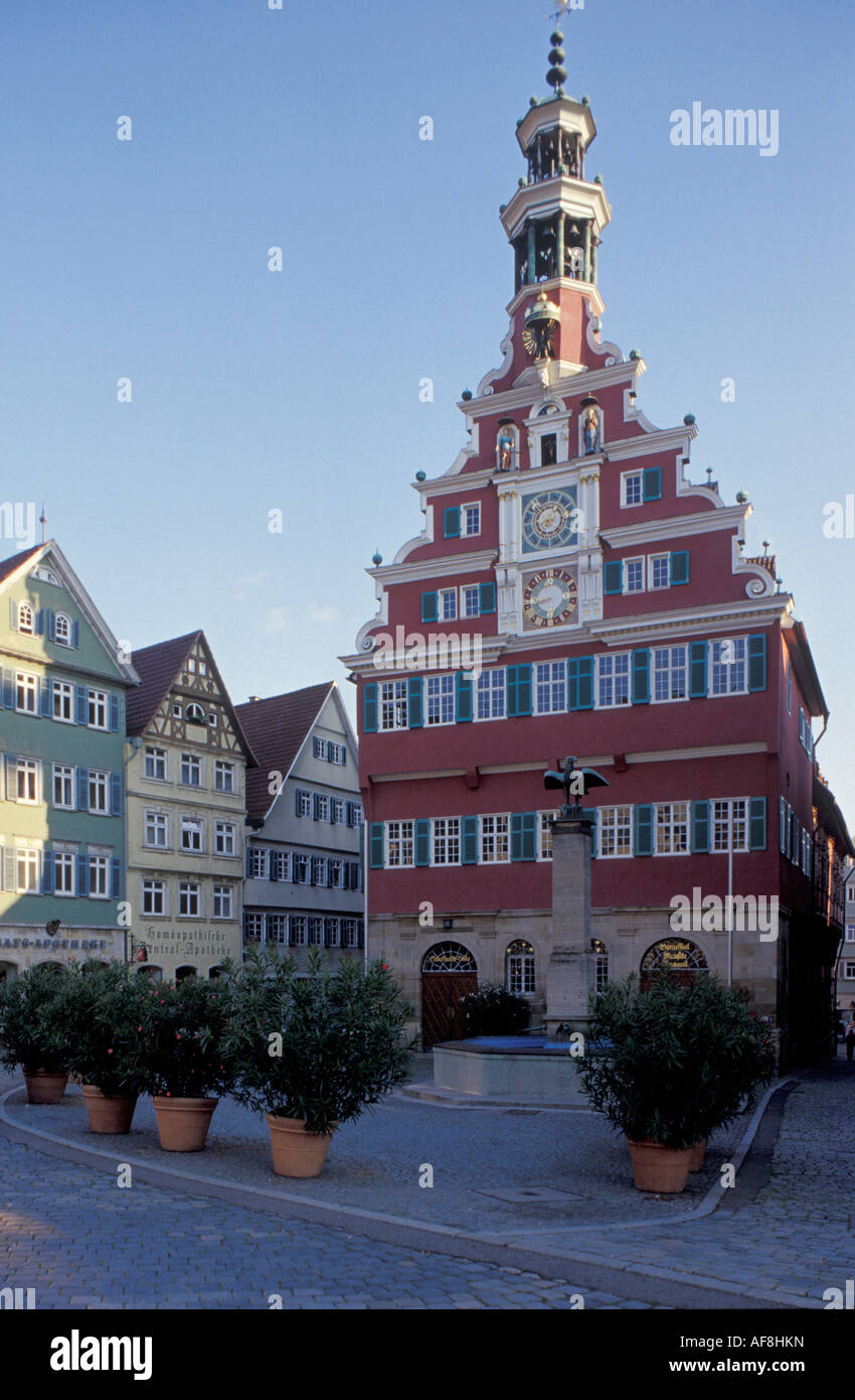 Vista del vecchio municipio, Esslingen, Baden-Wuerttemberg, Germania, Europa Foto Stock